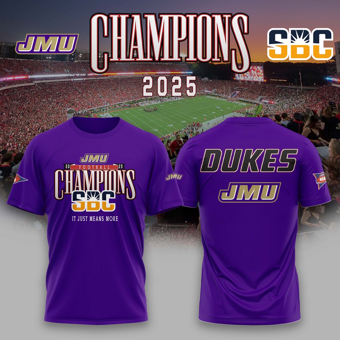 JMU Football 2025 SBC Champs Tshirt