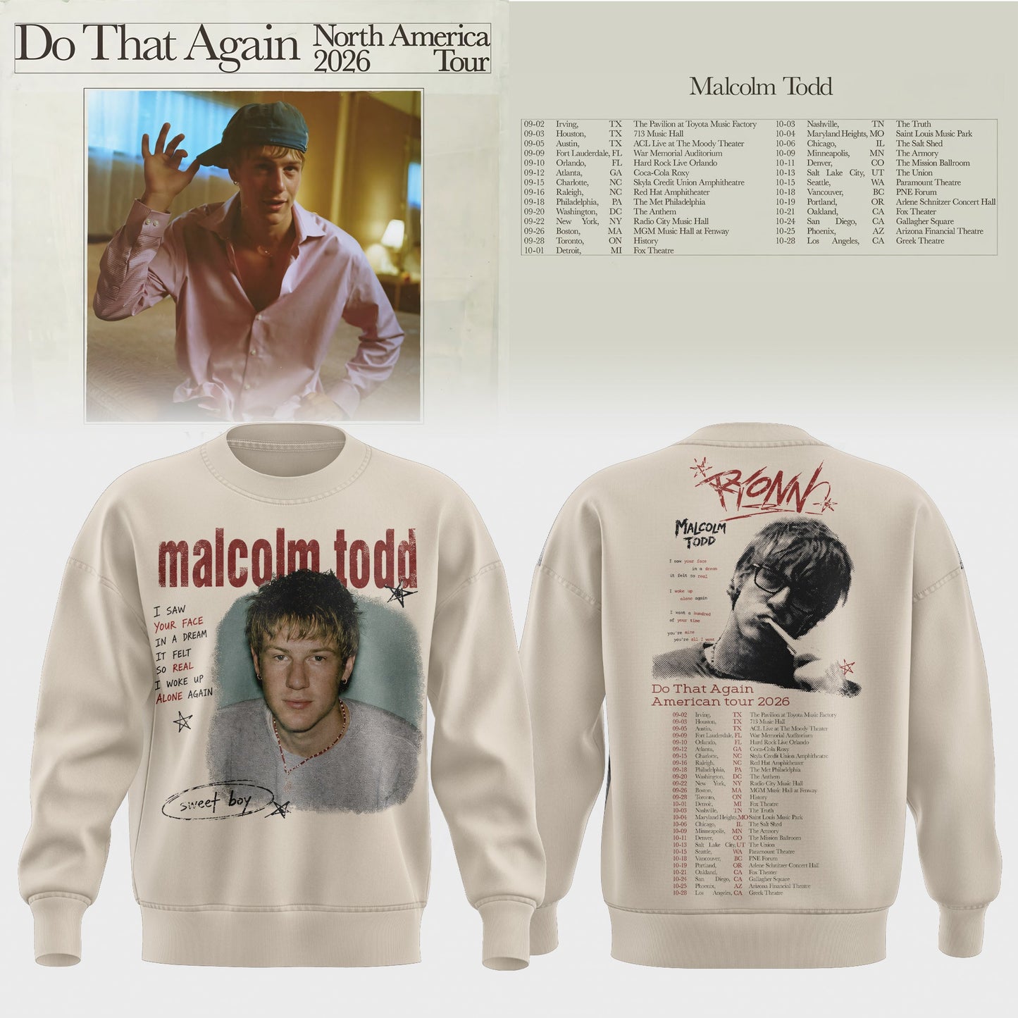 MALCOLM TODD – DO THAT AGAIN NORTH AMERICA TOUR SWEATER