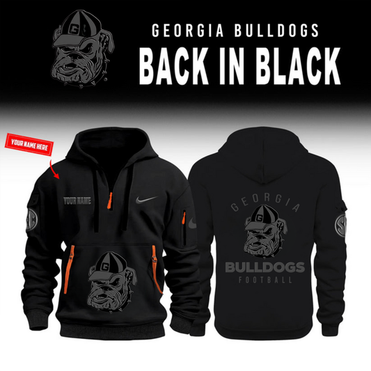 "Classic Bulldogs Head" - Georgia Bulldogs 2026 Back In Black Half Zip Hoodie