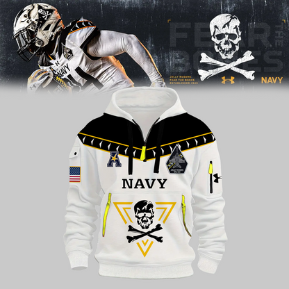 1. Limited Edition Navy Midshipmen Football White Hoodie 2024