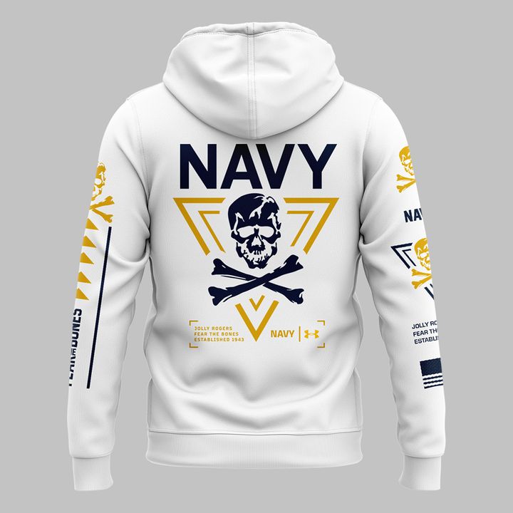 1. Special Navy Football Zip Hoodie 2024 Navy Game Uniform