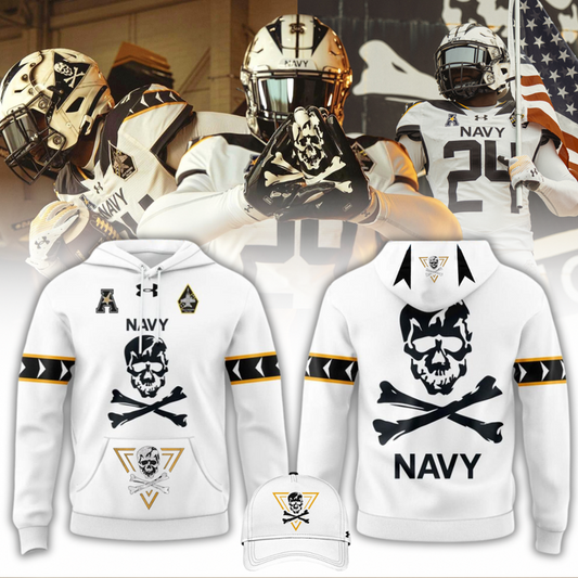 10. Navy Midshipmen 2024 White Hoodie Limited Edition