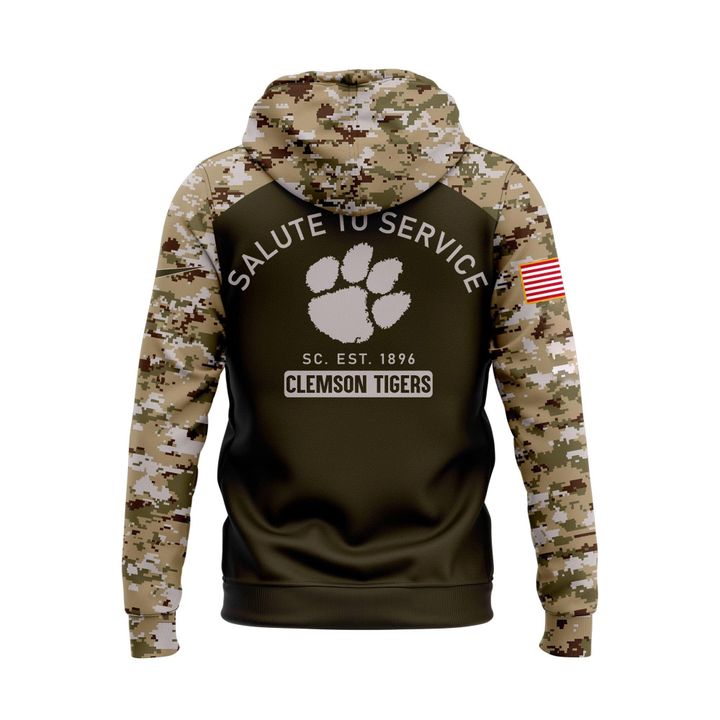Clemson Tigers football Olive/camo 2025 Salute To Service Hoodie