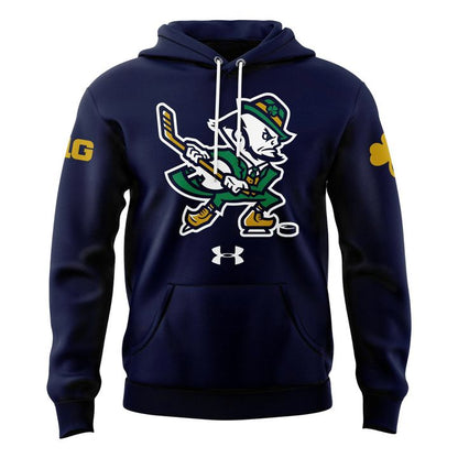 Notre Dame Fighting Irish Under Armour Hockey Leprechaun Rival Fleece Hoodie (Navi) v1