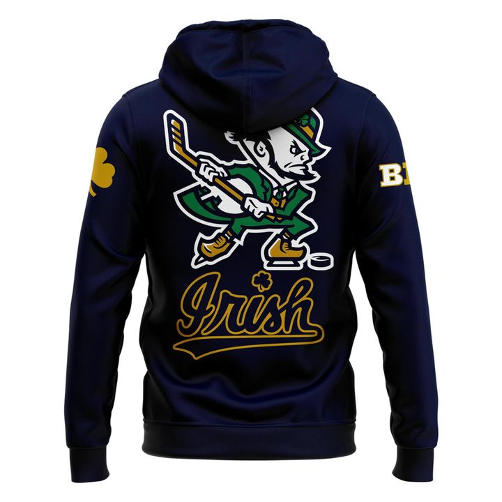 Notre Dame Fighting Irish Under Armour Hockey Leprechaun Rival Fleece Hoodie (Navi) v1