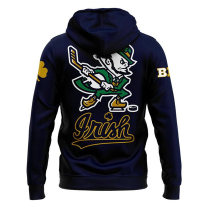 Notre Dame Fighting Irish Under Armour Hockey Leprechaun Rival Fleece Hoodie (Navi) v1