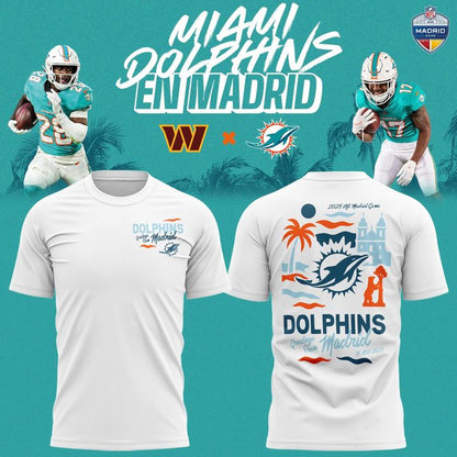 Miami Dolphins 2025 NFL Madrid game T-shirt - White