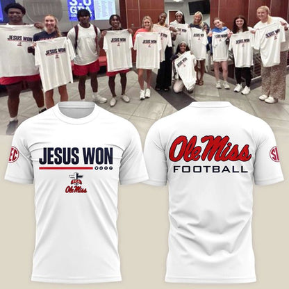 Ole Miss football "Jesus Won" T-shirts