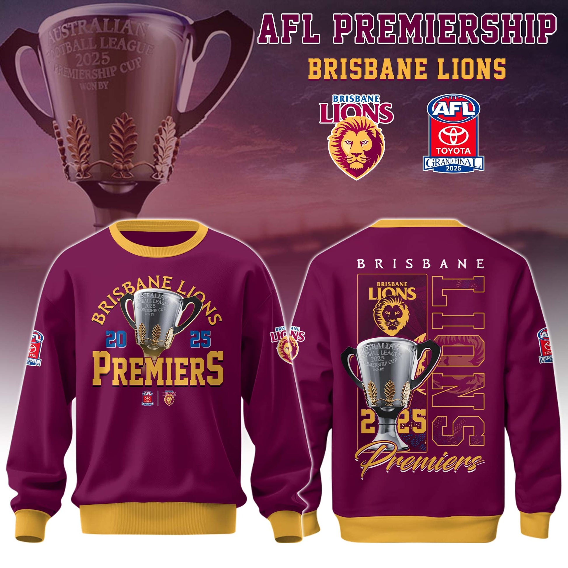 .    Brisbane Lions - AFL 2025 Champions Sweatshirt Ver 2