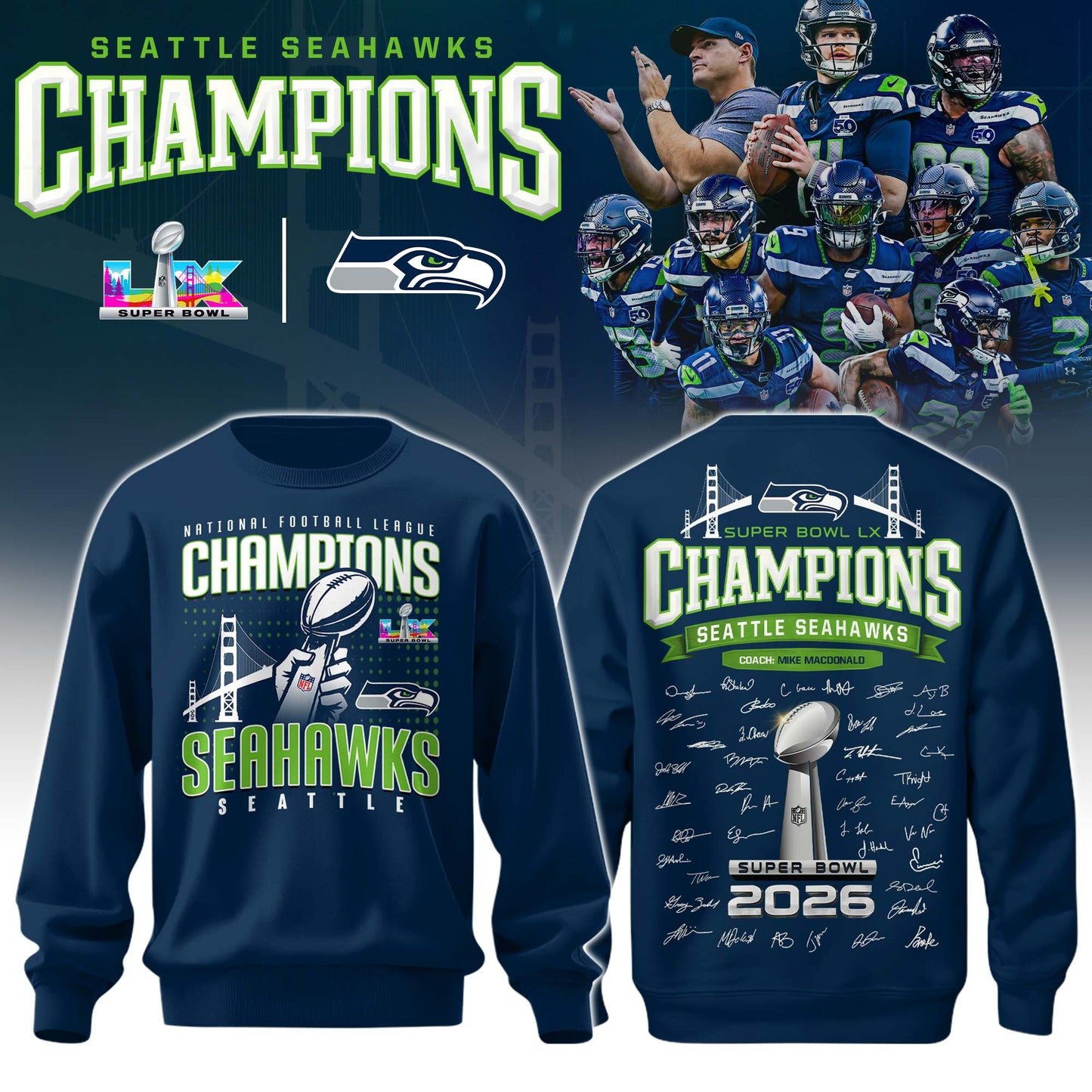 Seattle Seahawks Super Bowl LX Champions Limited Edition Sweatshirt