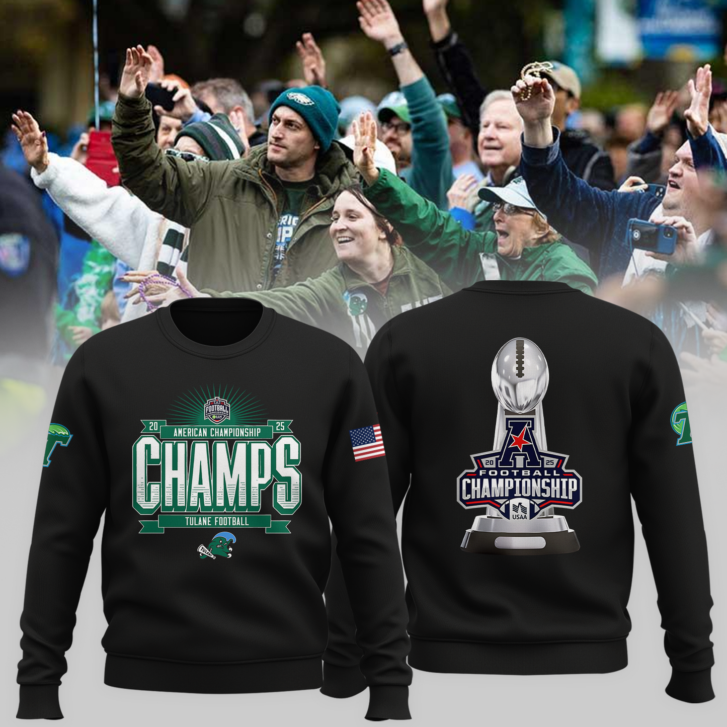 2025 American Football Championship - Tulane Green Wave Sweater v4