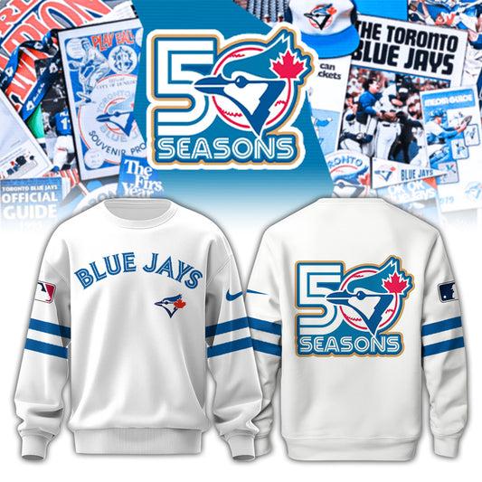.Toronto Blue Jays x 50th Anniversary Commemorative Sweatshirt White | Limited Edition