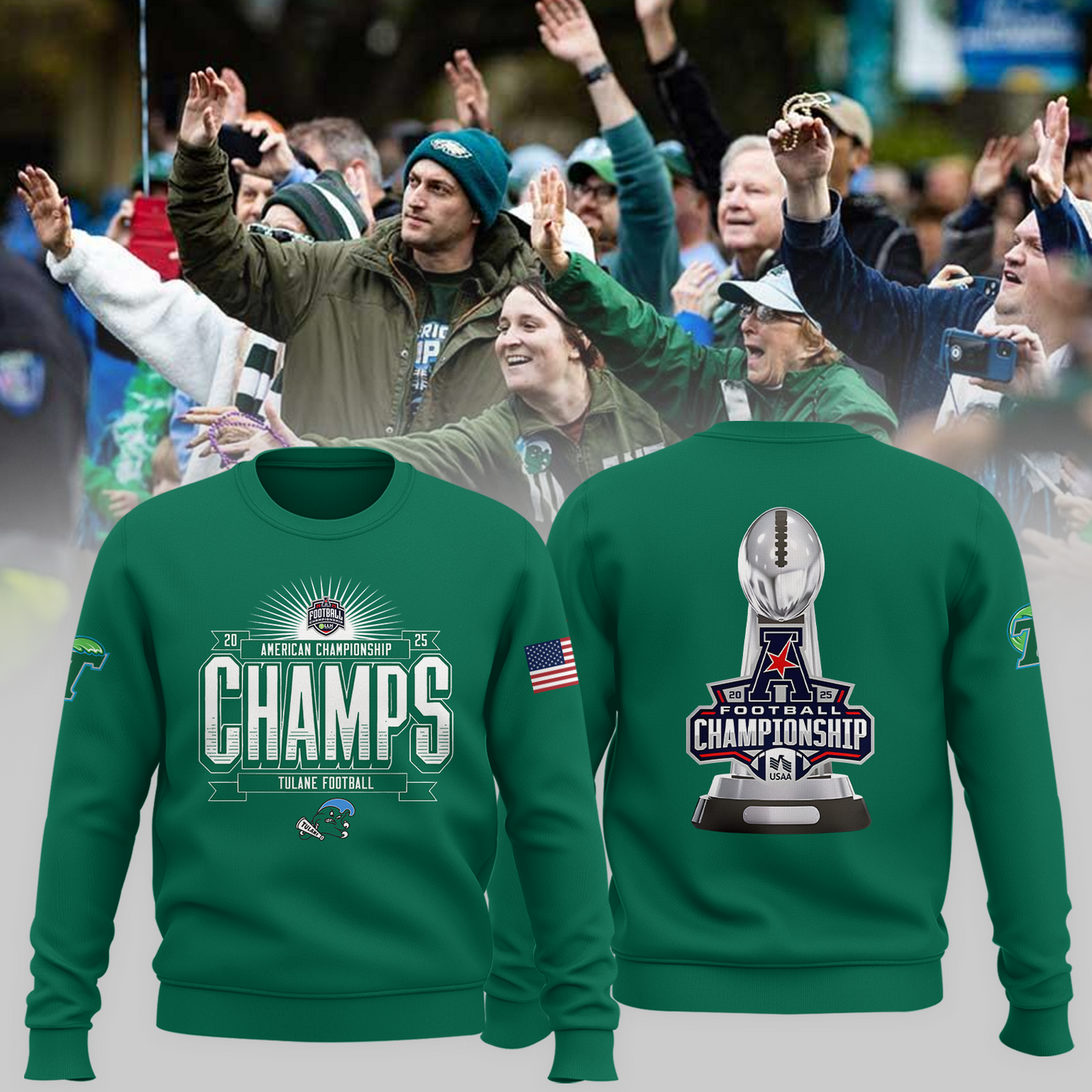 2025 American Football Championship - Tulane Green Wave Sweater v3