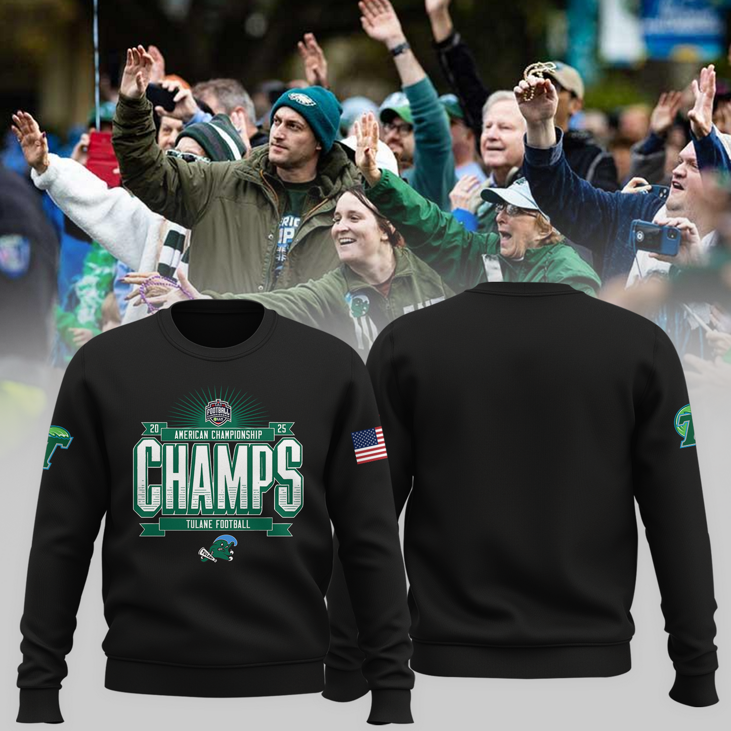 2025 American Football Championship - Tulane Green Wave Sweater v1