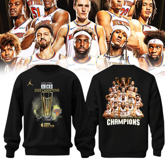 New York Knicks 2025 NBA Cup Champions Sweater Limited Edition Black
