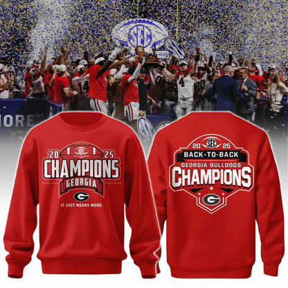 .Georgia Bulldogs Champions Red Sweatshirt Limited Edition