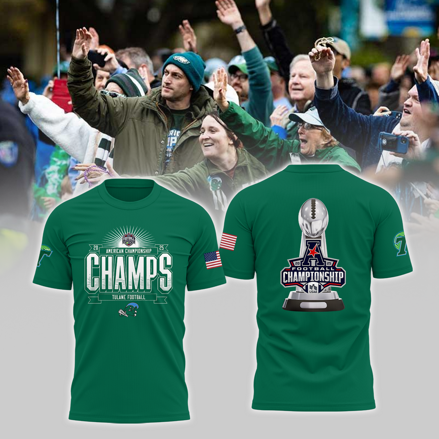 2025 American Football Championship - Tulane Green Wave T-Shirt v3