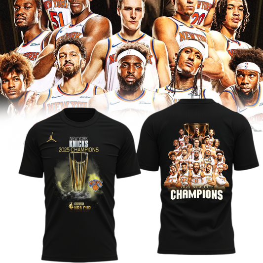 New York Knicks 2025 NBA Cup Champions T-Shirt Limited Edition Black