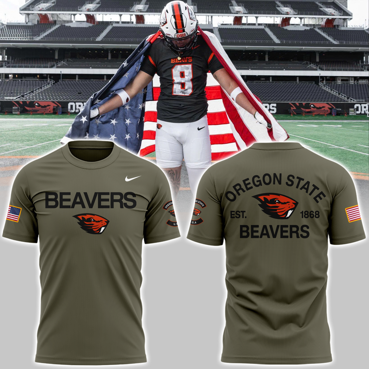 Limited Edition Oregon State Football Military Appreciation 2025 Shirt