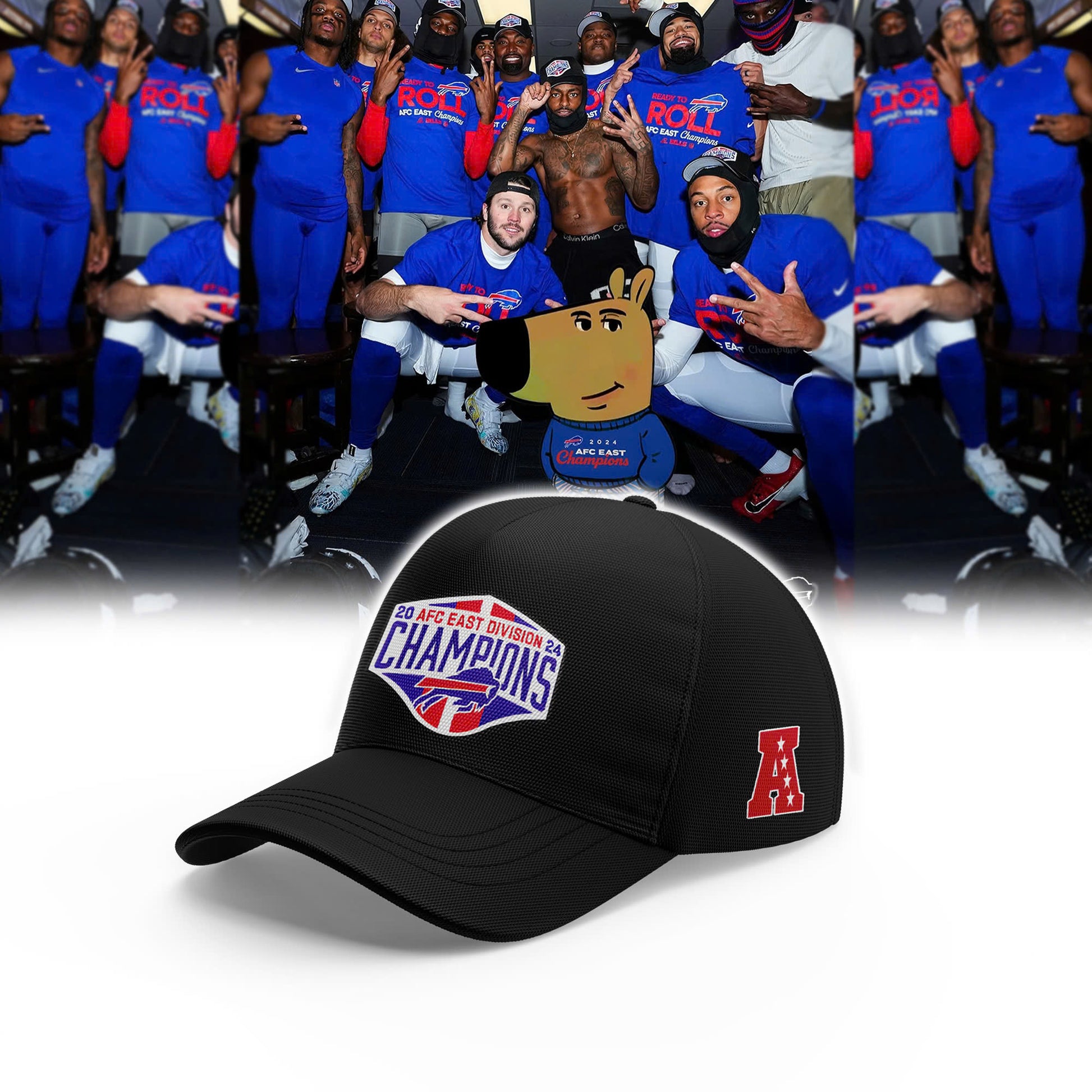 Buffalo Bills 2024 AFC East Division Champions Locker Room Trophy Collection Hoodie V3