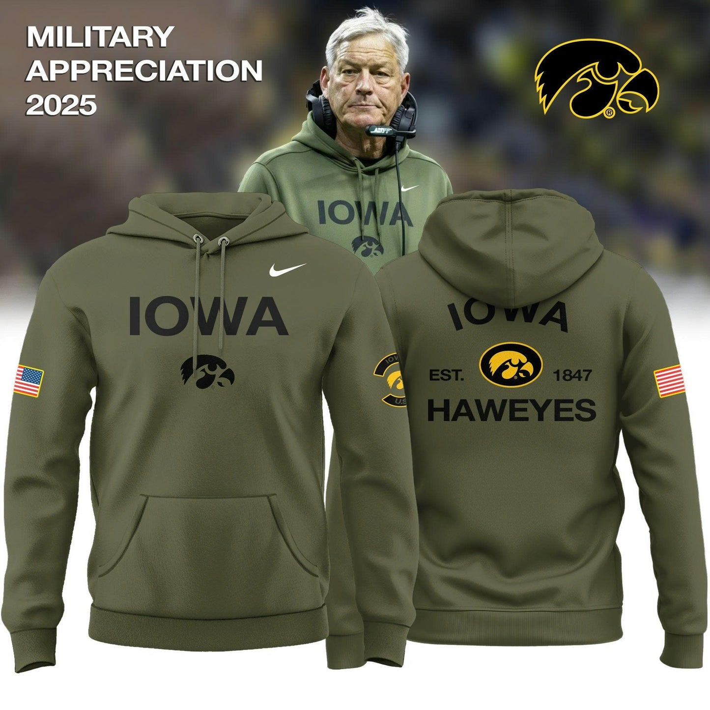 Iowa Hawkeyes Military Appreciation 2025 Special Hoodie