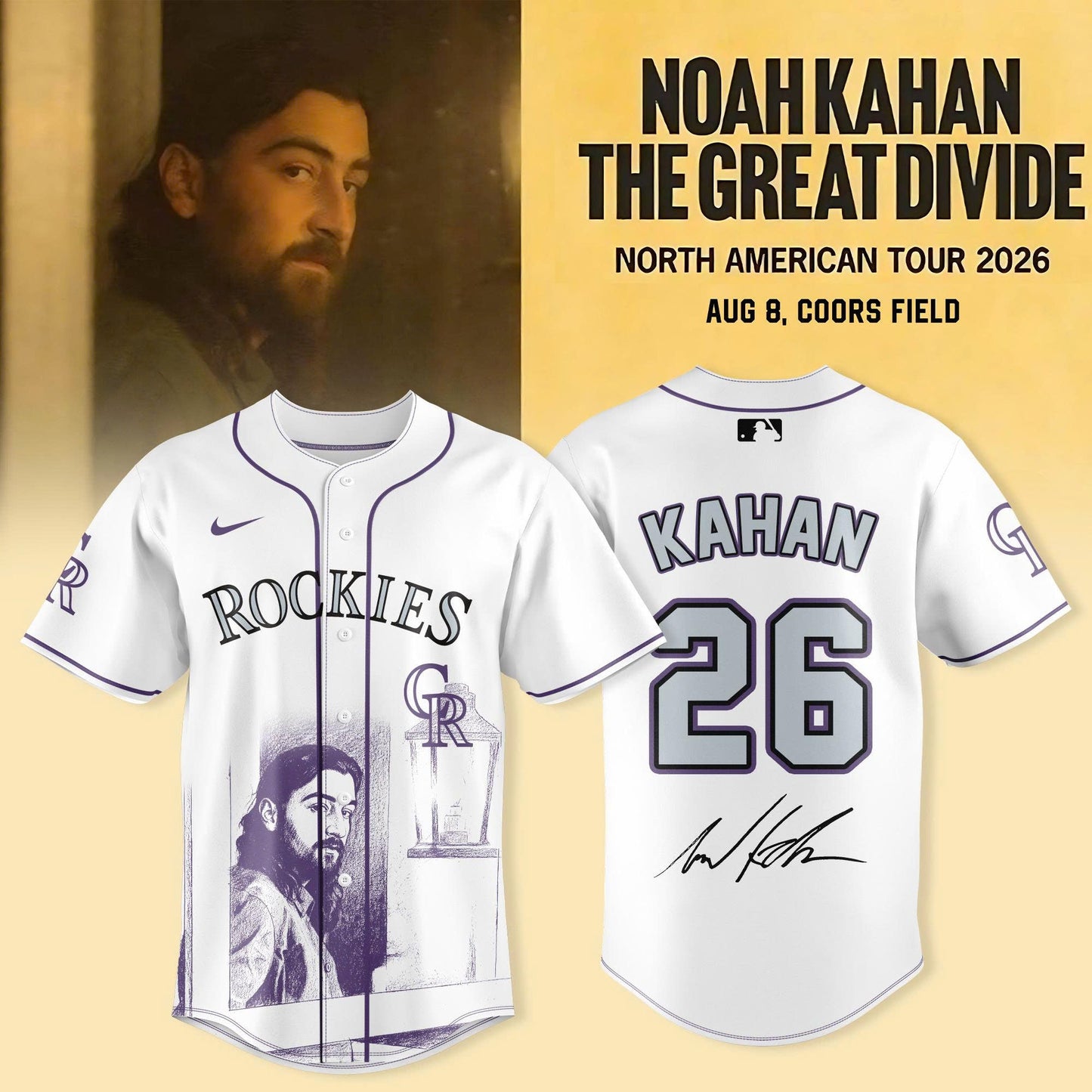 _ Colorado Rockies x Noah Kahan – “The Great Divide Tour 2026” Jersey Collection