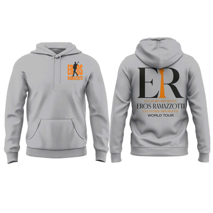 Eros Ramazzotti UNA STORIA IMPORTANTE WORLD TOUR 2026 Limited Edition Grey Hoodie