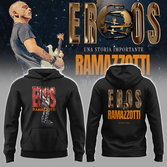 Eros Ramazzotti UNA STORIA IMPORTANTE WORLD TOUR 2026 Limited Edition Black Hoodie