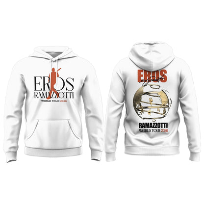Eros Ramazzotti UNA STORIA IMPORTANTE WORLD TOUR 2026 Limited Edition White Hoodie v2