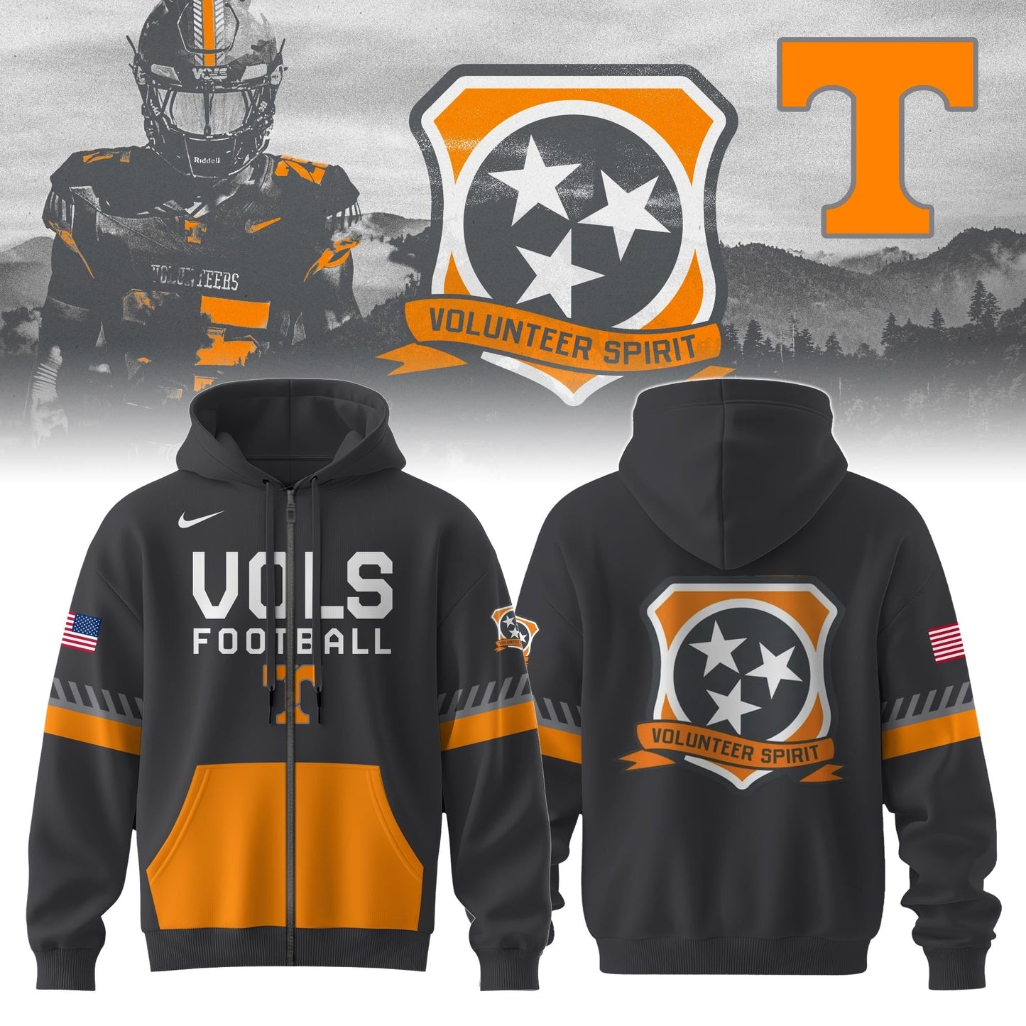 2025 Tennessee Volunteers Grey Football Zip Hoodie Exclusive Design